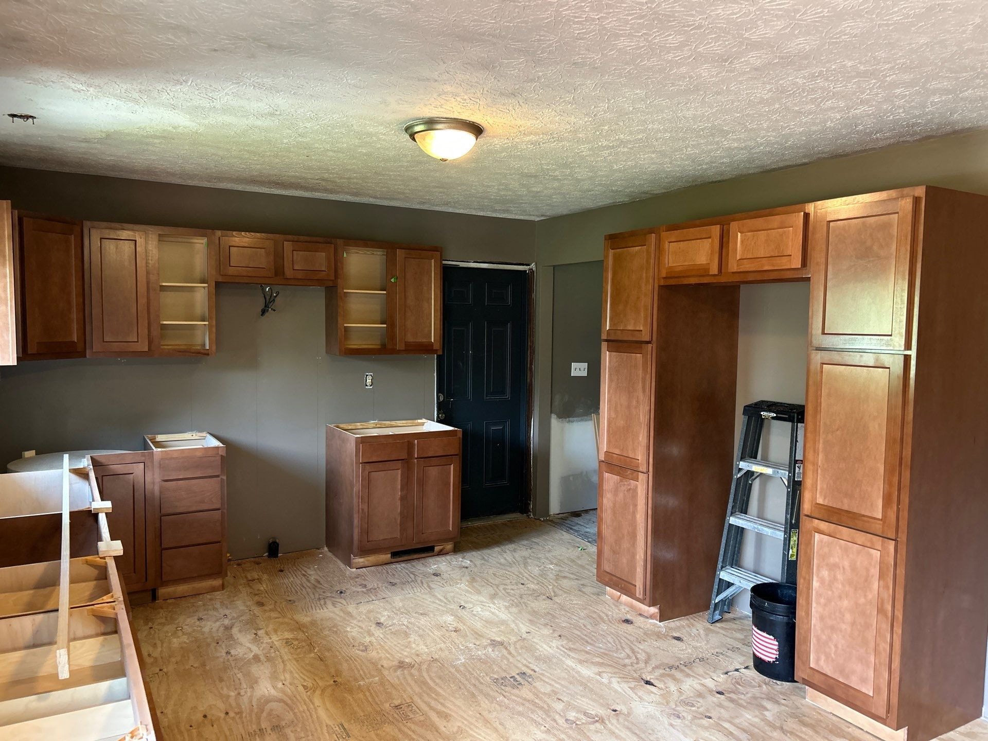 Kitchen cabinet installation in progress