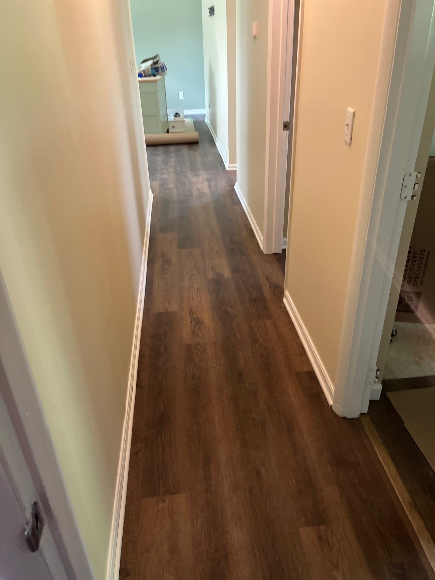 LVP flooring running down a hallway